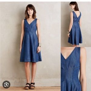 EUC Anthropologie Holding Horses Fit and Flare Denim Dress